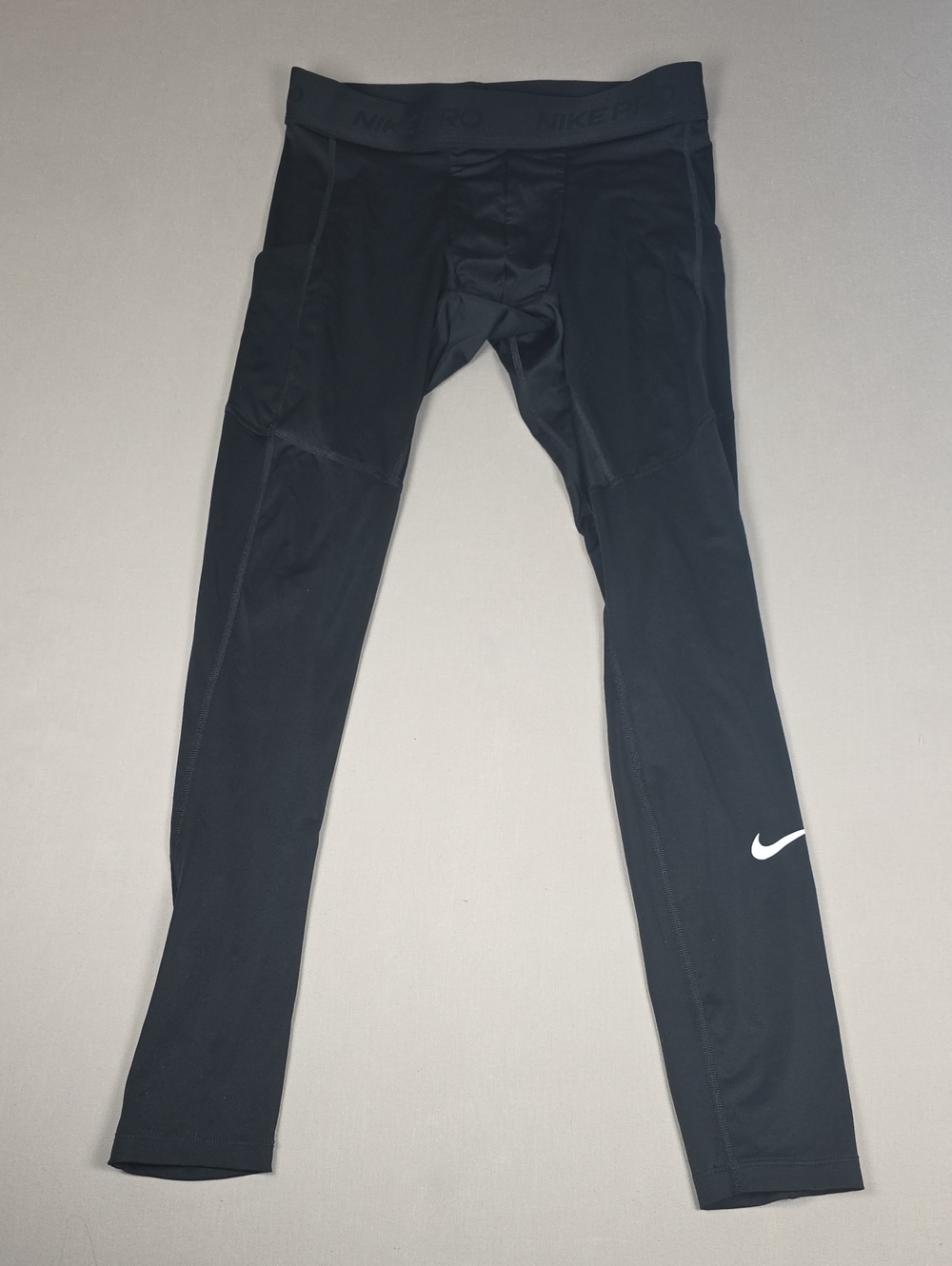 Mens Nike Black Leggings with White Swoosh SIZE LARGE